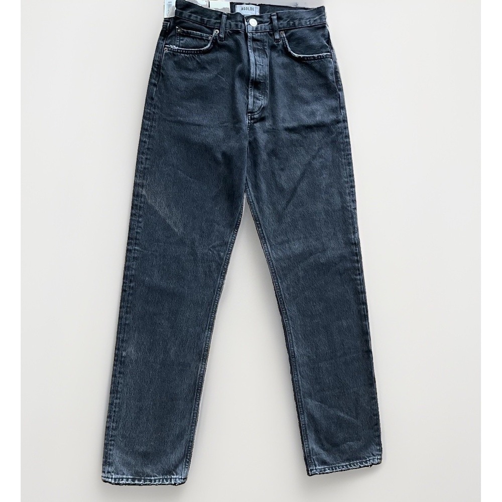 AGOLDE Jeans Womens 26 Black Tea 90s Pinch Waist High Rise Straight Denim